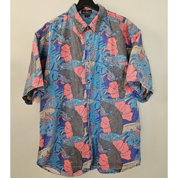 Revenge Shirtmakers Shirt Mens L 100% Cotton Allover Floral Tropical Print VTG - Picture 10 of 11